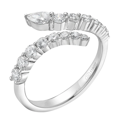 Ring 14KW/2.1G 1PEAR-0.14CT 15RD-0.59CT